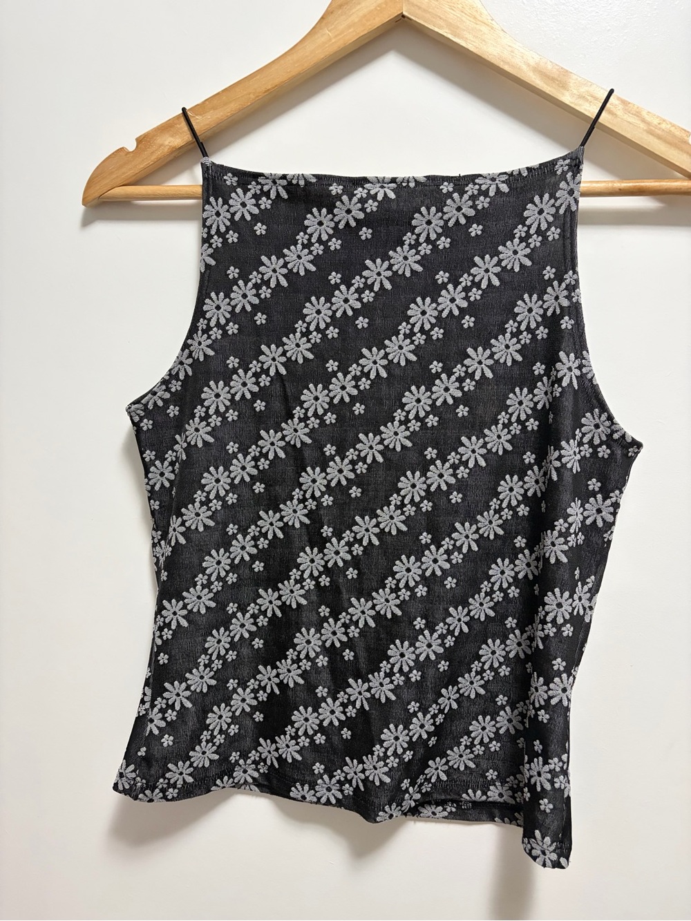 Y2K Whimsigoth Black Floral Square Neck Tank by Via101 Women’s Size Large - Picture 4 of 4